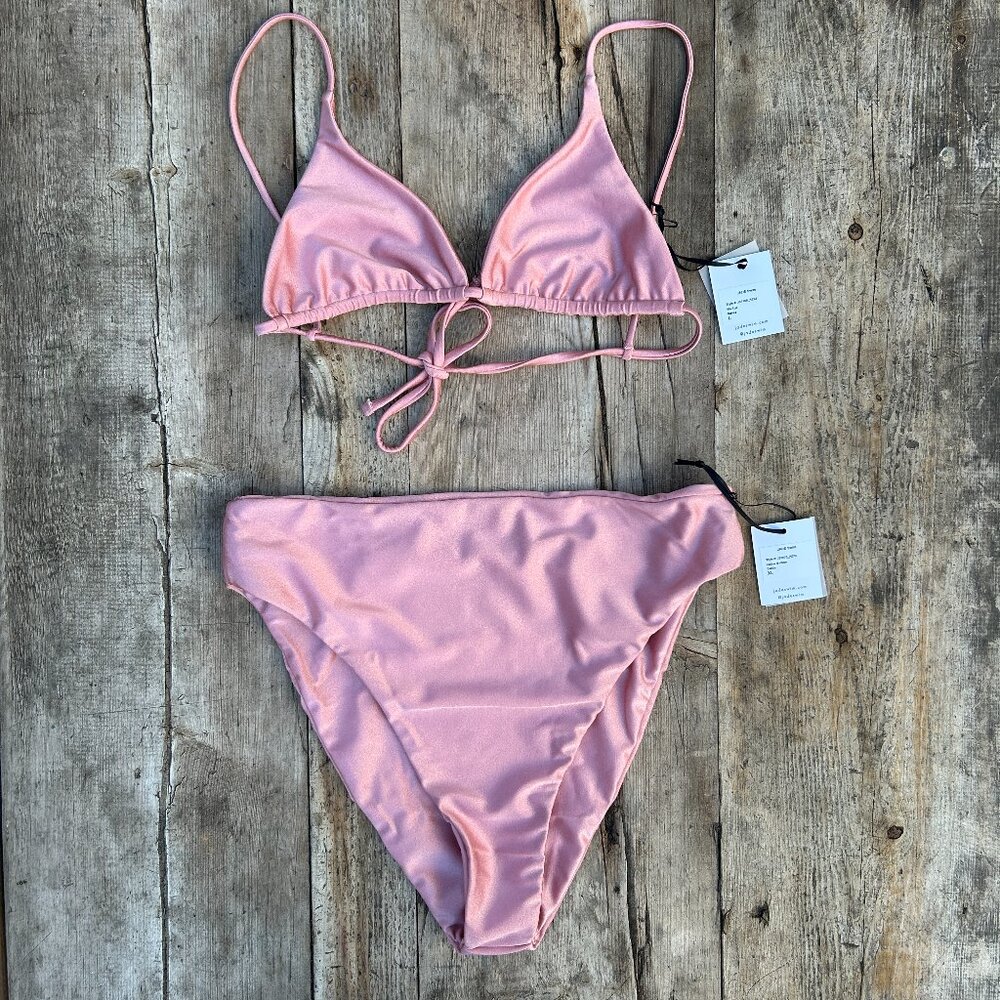 Jade Swim Bikini Set Incline Bottom and Via Top in Dahlia Sheen